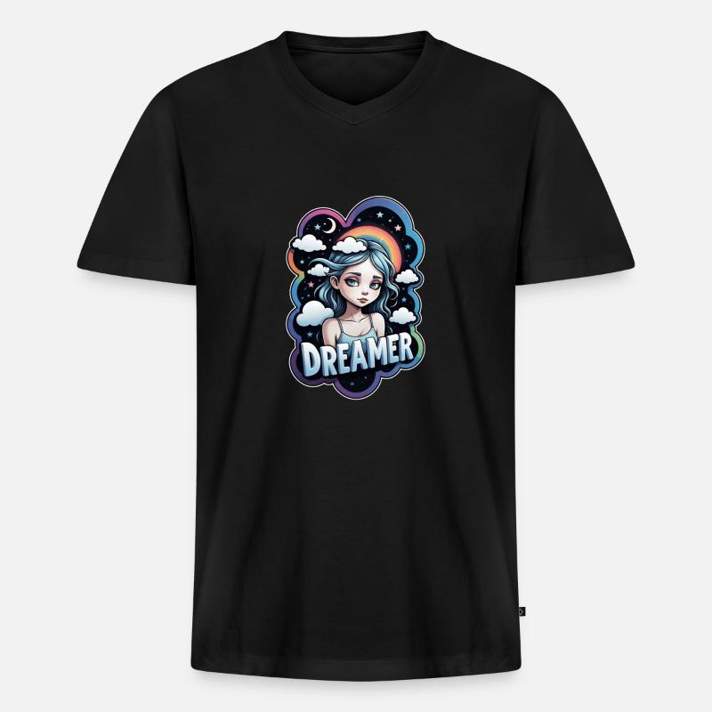 Träumer - Träumer - Träumer - Traum - Träumerei - Männer Premium Bio T-Shirt mit V-Ausschnitt - Schwarz