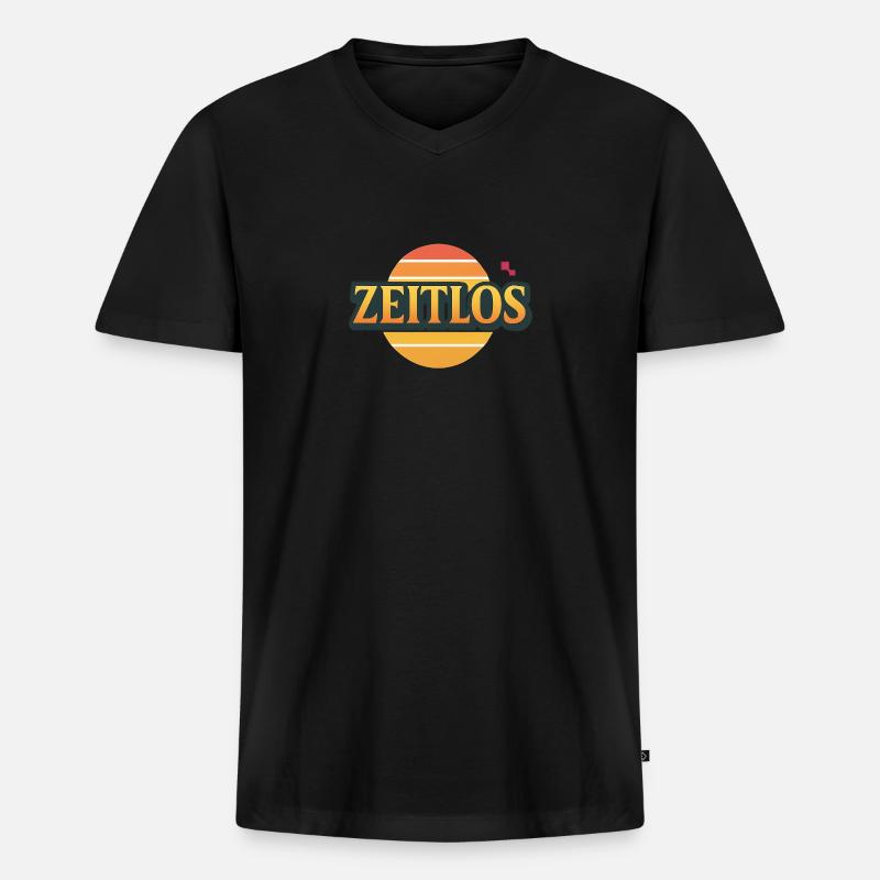 Zeitlos Logo - Männer Premium Bio T-Shirt mit V-Ausschnitt - Schwarz