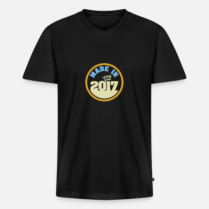 Made in 2017 - Männer Premium Bio T-Shirt mit V-Ausschnitt - Schwarz