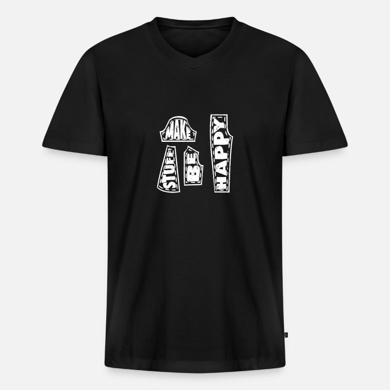 MAKE STUFF BE HAPPY - Men's Premium Organic T-shirt with V-neck - black