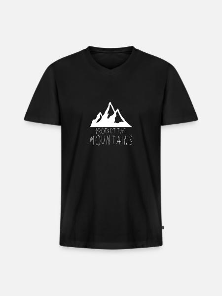 PROTaCT THE MOUNTAINS - Männer Premium Bio T-Shirt mit V-Ausschnitt - Schwarz