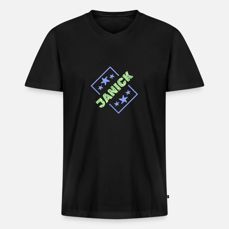Vorname Janick - Männer Premium Bio T-Shirt mit V-Ausschnitt - Schwarz