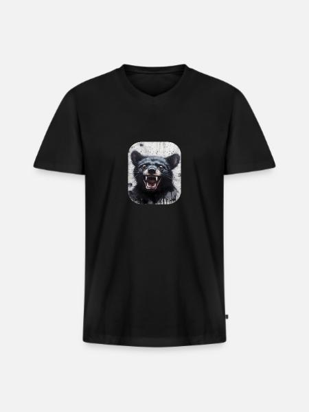Laughing Tasmanian Devil - Men's Premium Organic T-shirt with V-neck - black