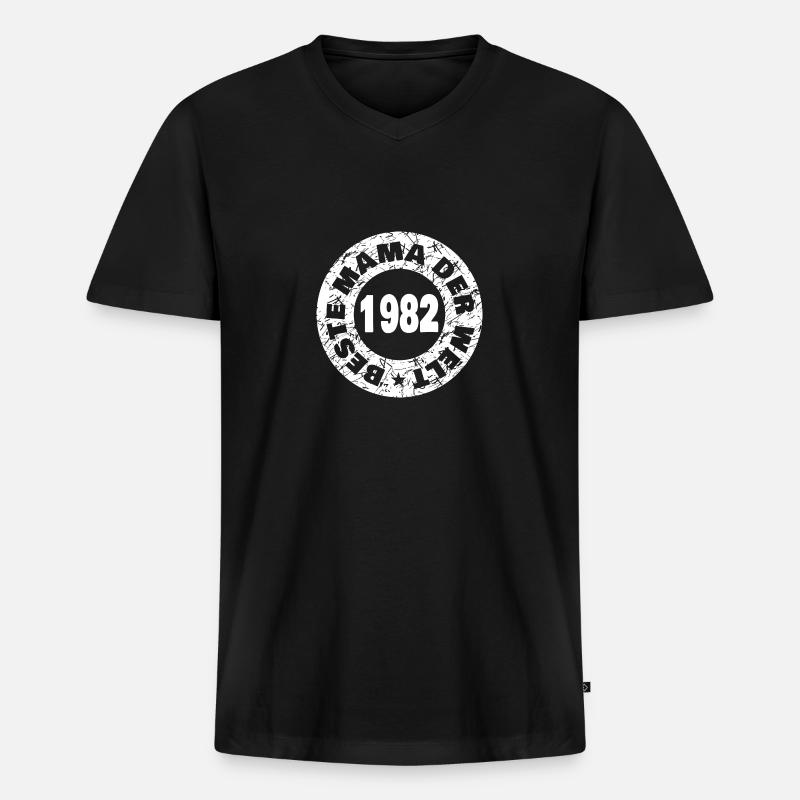 1982 - Männer Premium Bio T-Shirt mit V-Ausschnitt - Schwarz