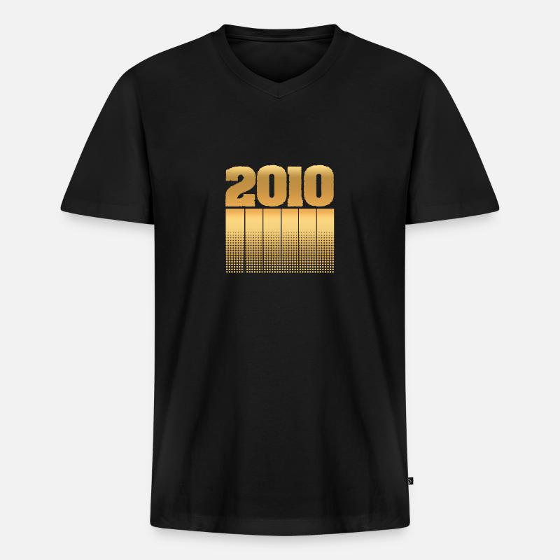 2010 - Männer Premium Bio T-Shirt mit V-Ausschnitt - Schwarz