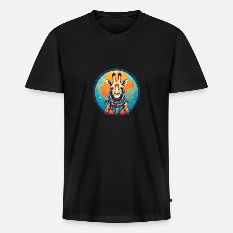 Giraffe - Männer Premium Bio T-Shirt mit V-Ausschnitt - Schwarz