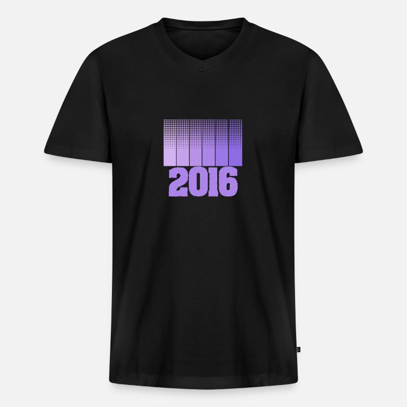 2016 - Männer Premium Bio T-Shirt mit V-Ausschnitt - Schwarz