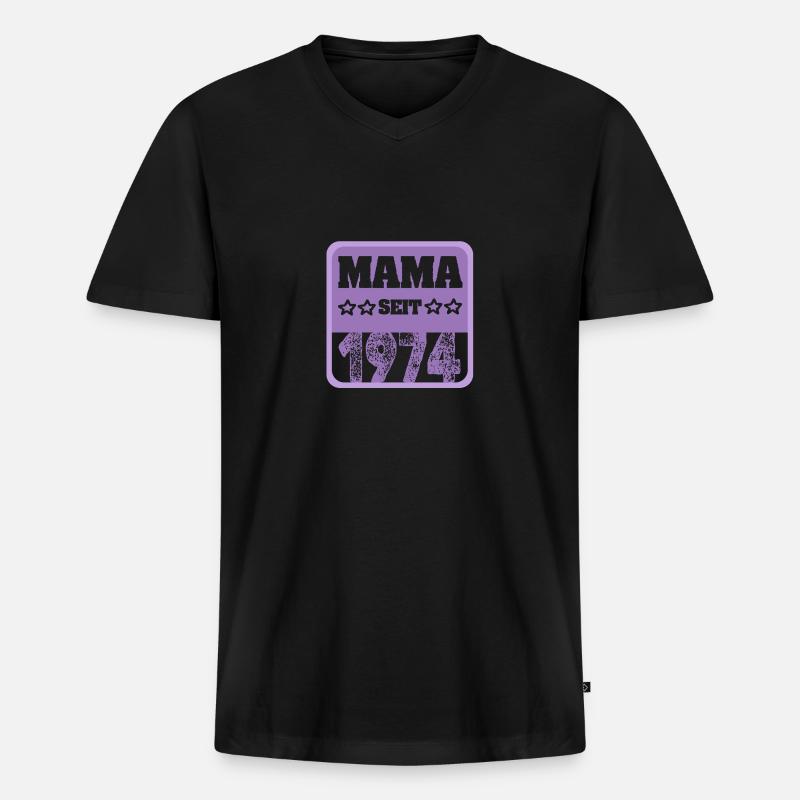 Mama 1974 - Männer Premium Bio T-Shirt mit V-Ausschnitt - Schwarz