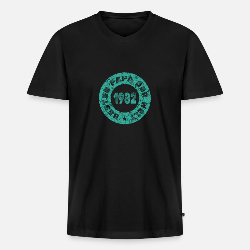 1982 - Männer Premium Bio T-Shirt mit V-Ausschnitt - Schwarz