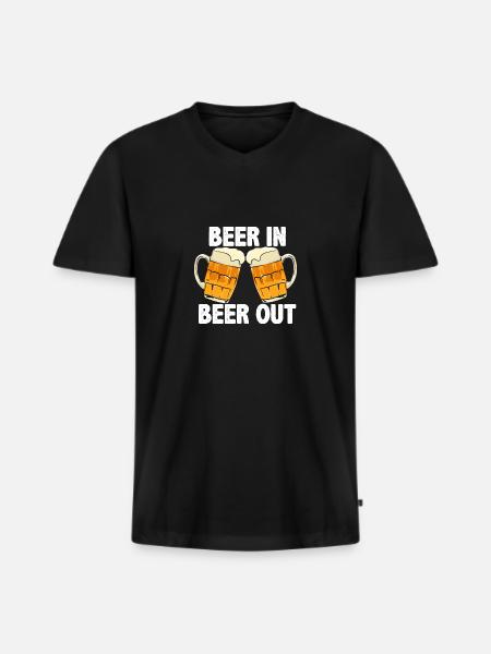 Beer In Beer Out - Männer Premium Bio T-Shirt mit V-Ausschnitt - Schwarz