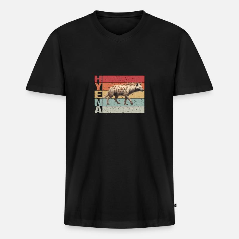 Hyäne Retro style - Männer Premium Bio T-Shirt mit V-Ausschnitt - Schwarz