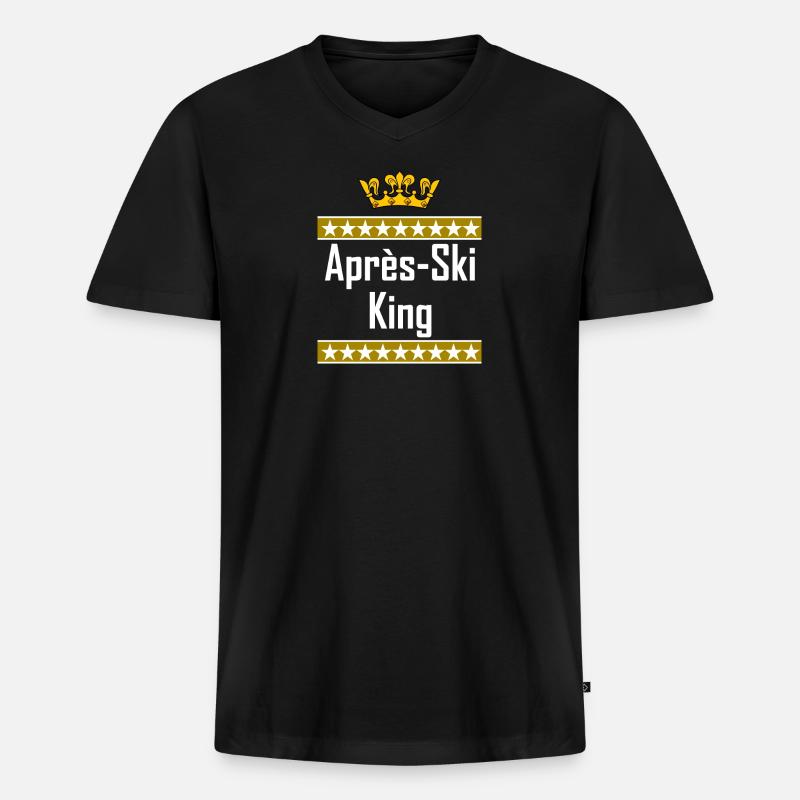 Apres Ski King - Männer Premium Bio T-Shirt mit V-Ausschnitt - Schwarz