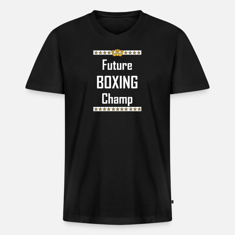 Future Boxing Champ - Männer Premium Bio T-Shirt mit V-Ausschnitt - Schwarz