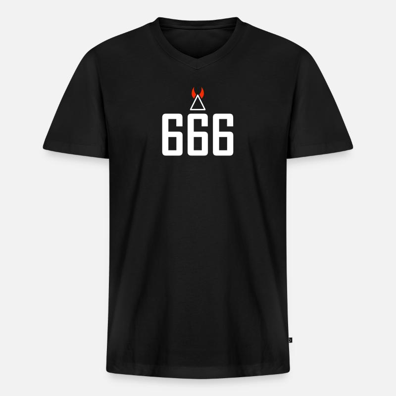 666 - Männer Premium Bio T-Shirt mit V-Ausschnitt - Schwarz