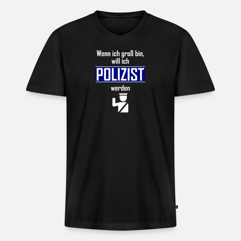 Wenn ich groß bin, will ich POLIZIST werden - Männer Premium Bio T-Shirt mit V-Ausschnitt - Schwarz