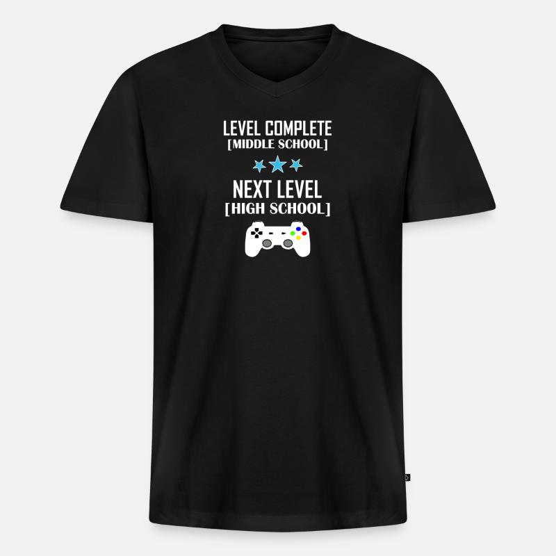 HIGH SCHOOL - Männer Premium Bio T-Shirt mit V-Ausschnitt - Schwarz