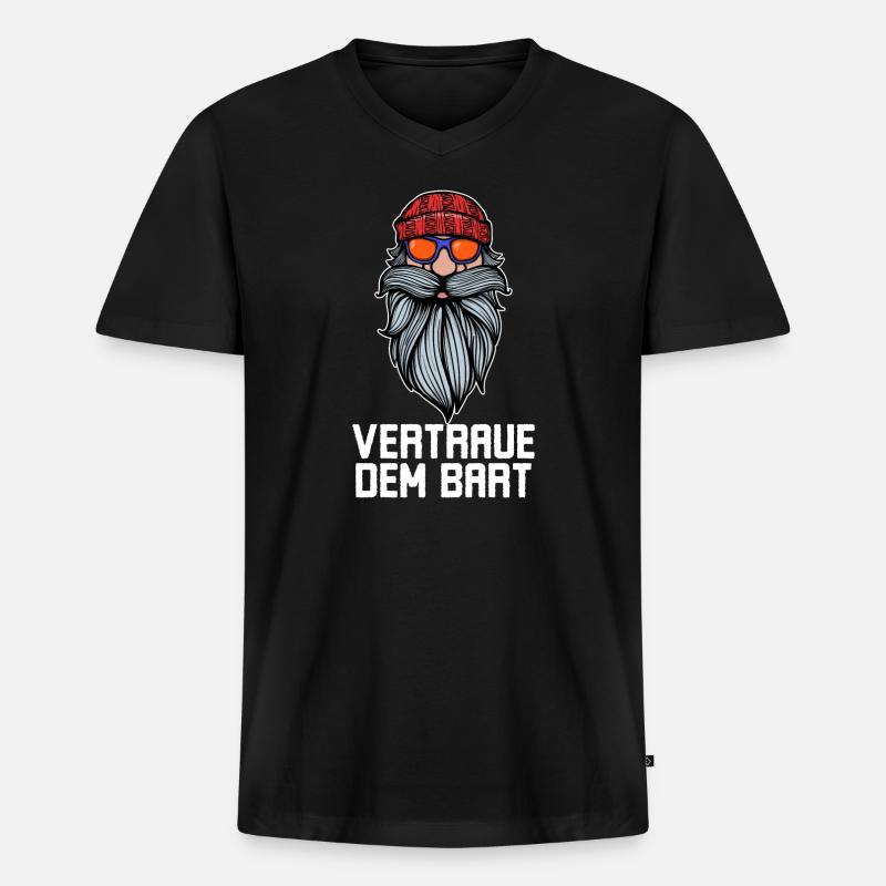 Humorvoll Bart Ziegenbart Statement Bartfrisur - Männer Premium Bio T-Shirt mit V-Ausschnitt - Schwarz