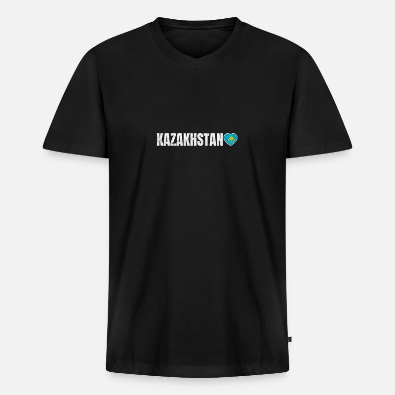 Kasachstan - Männer Premium Bio T-Shirt mit V-Ausschnitt - Schwarz