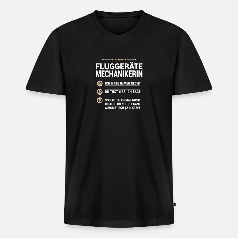 Fluggerätemechanikerin Beruf eigenen Paragraphen - Männer Premium Bio T-Shirt mit V-Ausschnitt - Schwarz