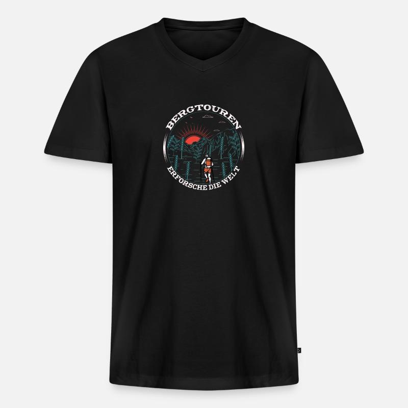 Wandern Spruch Weltbester Wanderer - Männer Premium Bio T-Shirt mit V-Ausschnitt - Schwarz