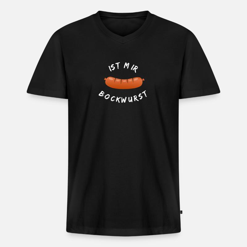 Ist mir Bockwurst - Männer Premium Bio T-Shirt mit V-Ausschnitt - Schwarz