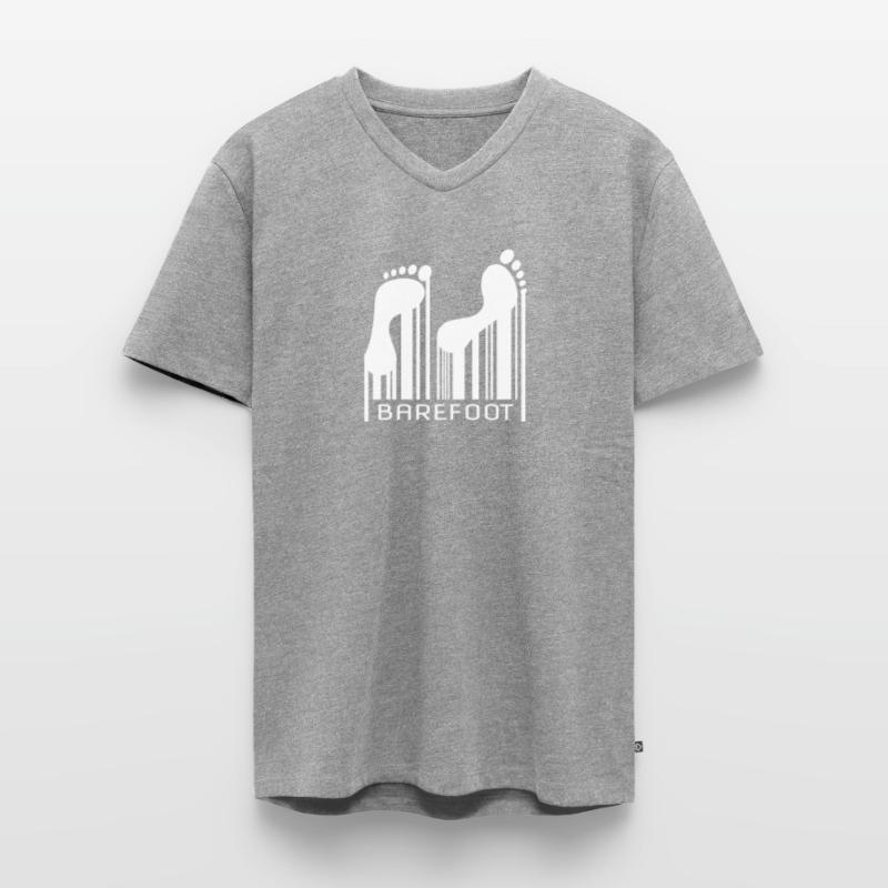 Barefoot Barcode Barefoot Bar Code Code Men's Premium Organic T-shirt with V-neck
