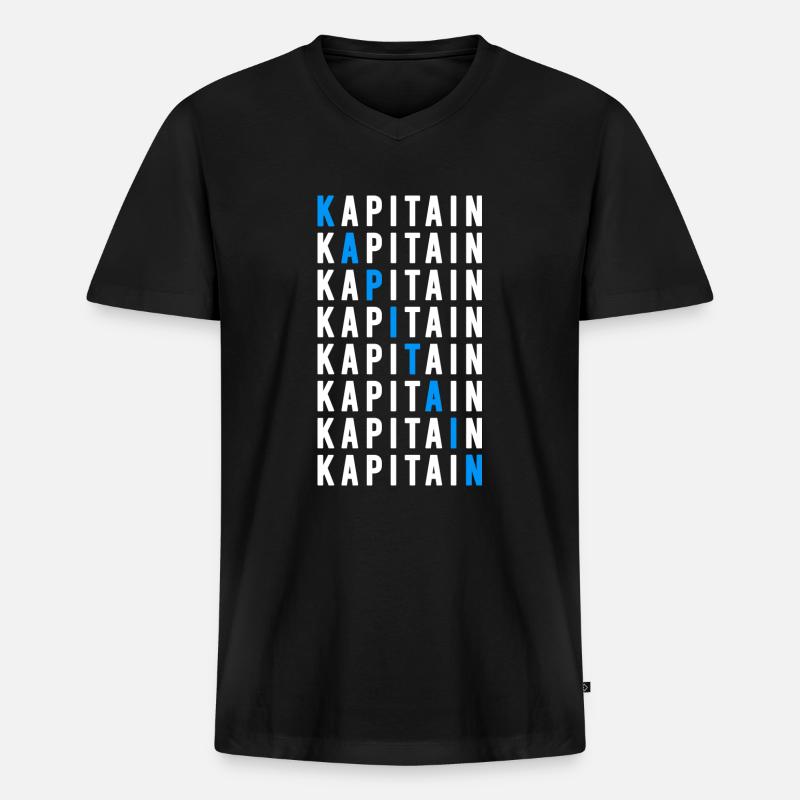 Kapitain - Männer Premium Bio T-Shirt mit V-Ausschnitt - Schwarz