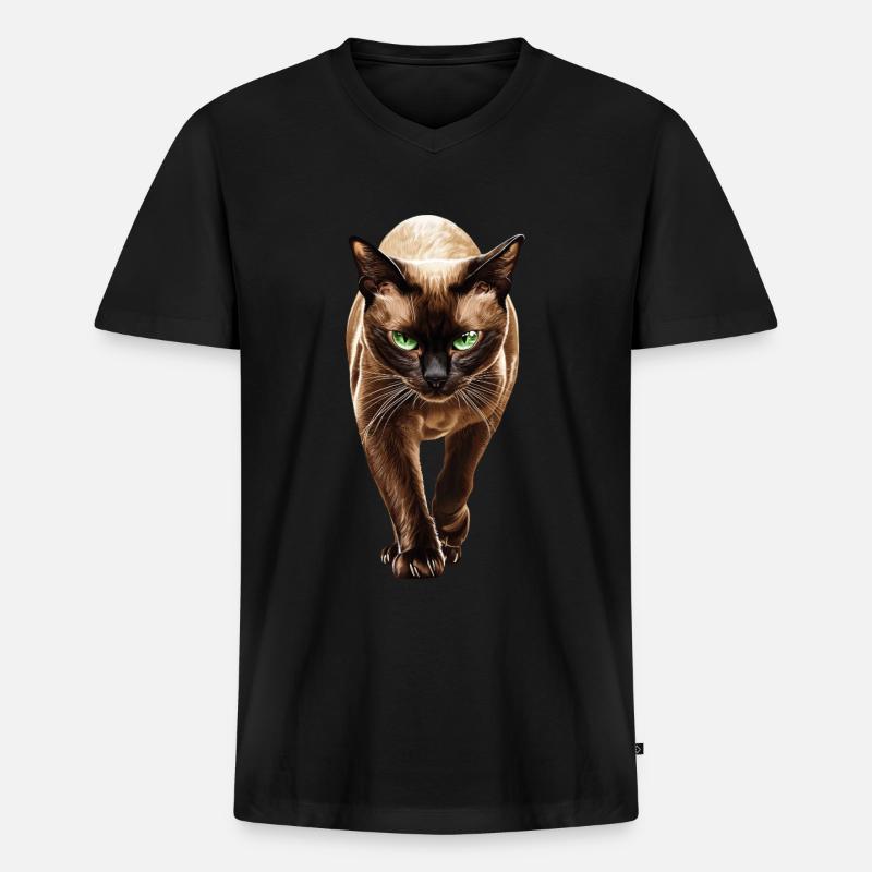 Birmanisch - Männer Premium Bio T-Shirt mit V-Ausschnitt - Schwarz