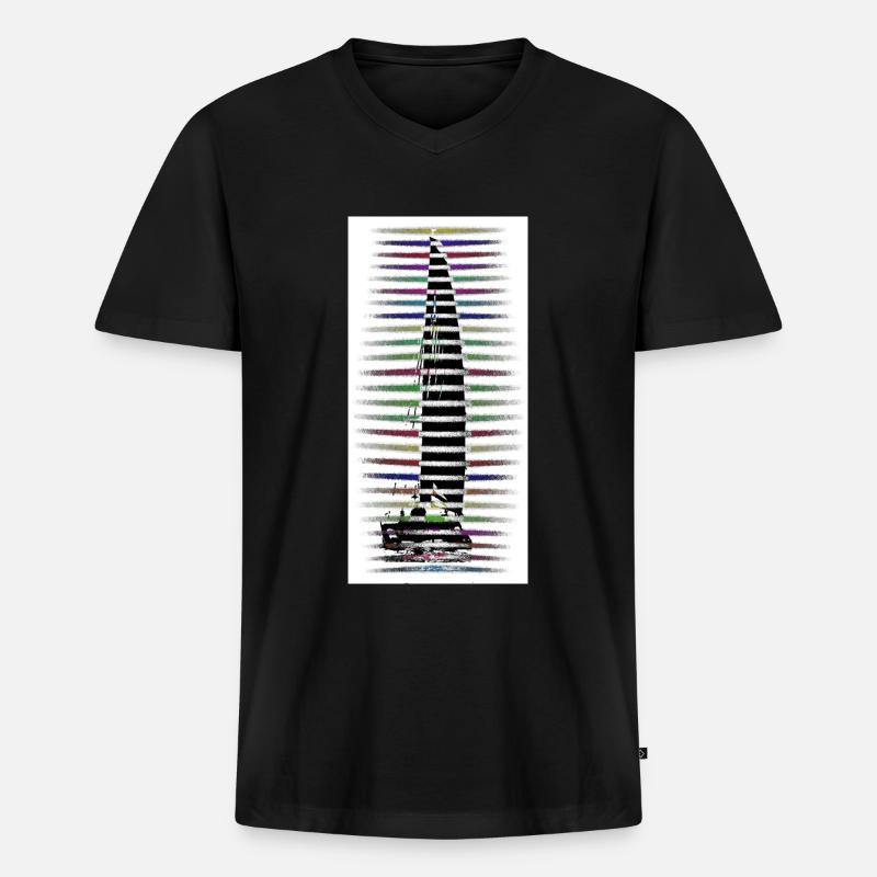 Katamaran Segelboot Schiff - Männer Premium Bio T-Shirt mit V-Ausschnitt - Schwarz