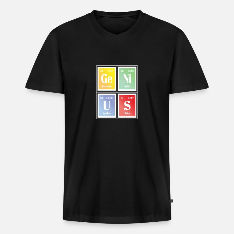 Genius | Periodensystem der Elemente - Männer Premium Bio T-Shirt mit V-Ausschnitt - Schwarz