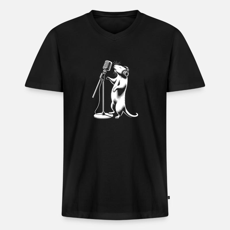 Rock ’n’ Roll Maus - Männer Premium Bio T-Shirt mit V-Ausschnitt - Schwarz