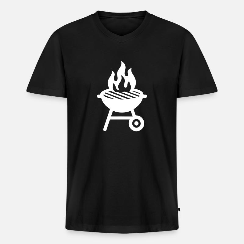 Grill Symbol - Männer Premium Bio T-Shirt mit V-Ausschnitt - Schwarz