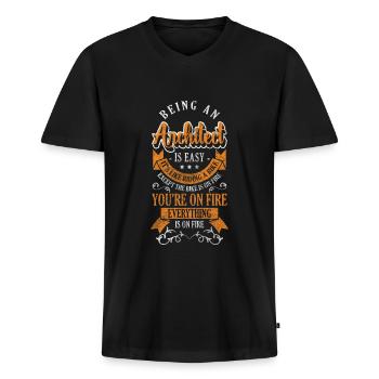 Engineer Style House Construction Architecture - Men's Premium Organic T-shirt with V-neck - black - Front - Nico (187cm)