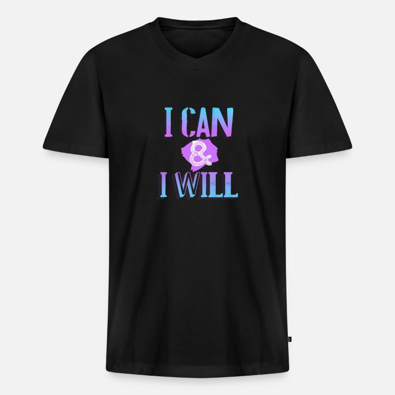 I Can & I Will - Männer Premium Bio T-Shirt mit V-Ausschnitt - Schwarz