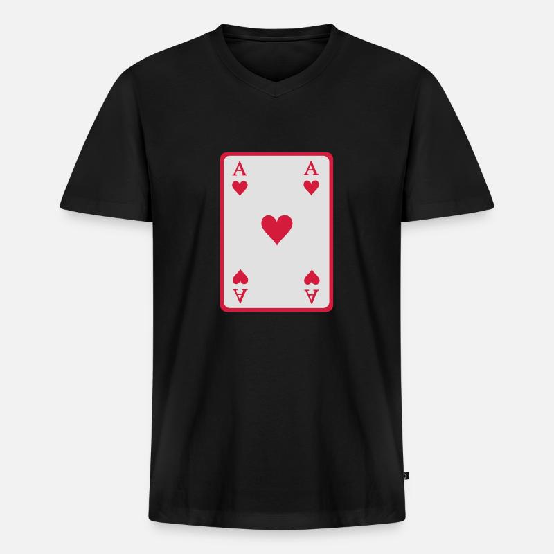 Poker Ass - Männer Premium Bio T-Shirt mit V-Ausschnitt - Schwarz