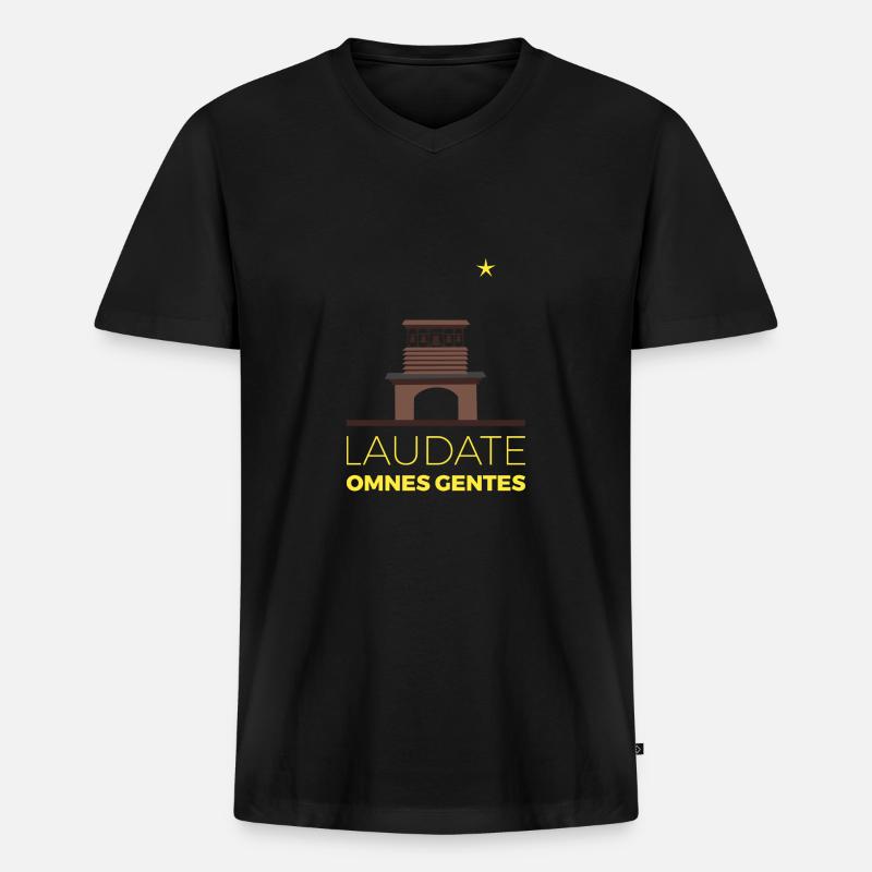 Taizé Laudate - Männer Premium Bio T-Shirt mit V-Ausschnitt - Schwarz