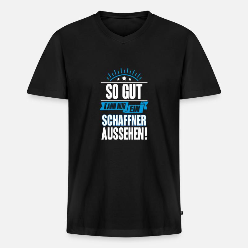 SCHAFFNER - Männer Premium Bio T-Shirt mit V-Ausschnitt - Schwarz
