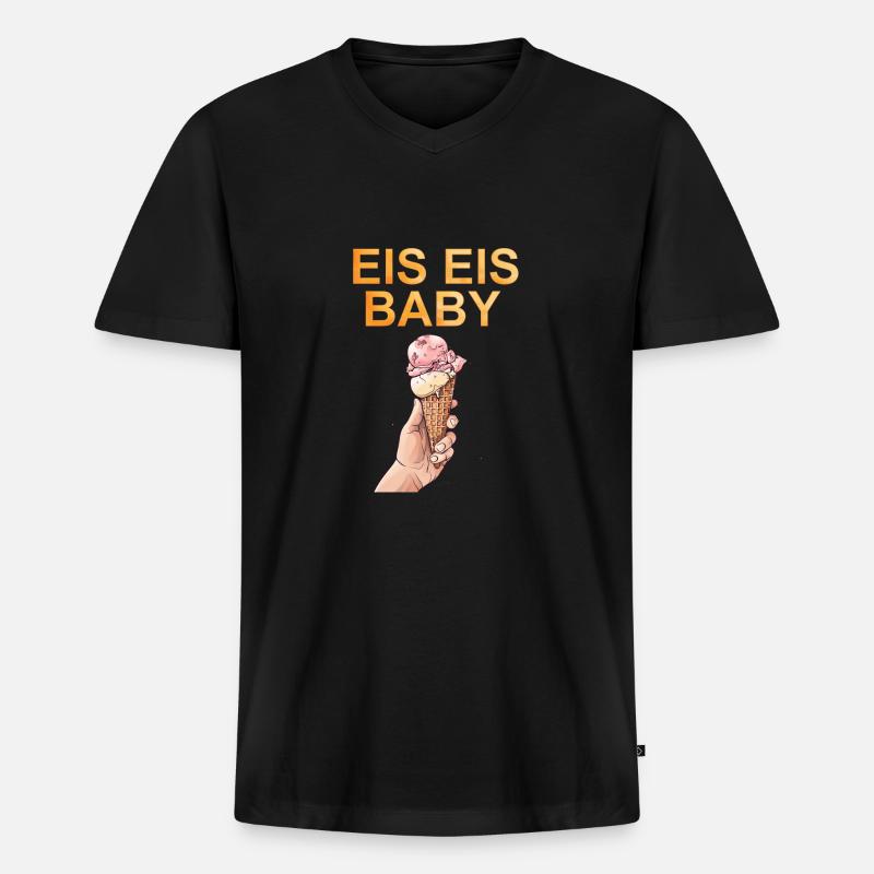 Eis Eis Baby - Männer Premium Bio T-Shirt mit V-Ausschnitt - Schwarz