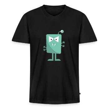 3 eyed monster - Men's Premium Organic T-shirt with V-neck - black - Front - Nico (187cm)