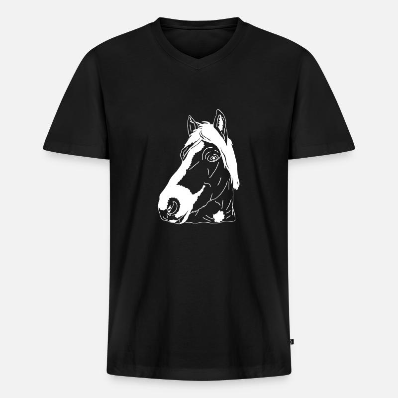 Haflinger - Männer Premium Bio T-Shirt mit V-Ausschnitt - Schwarz