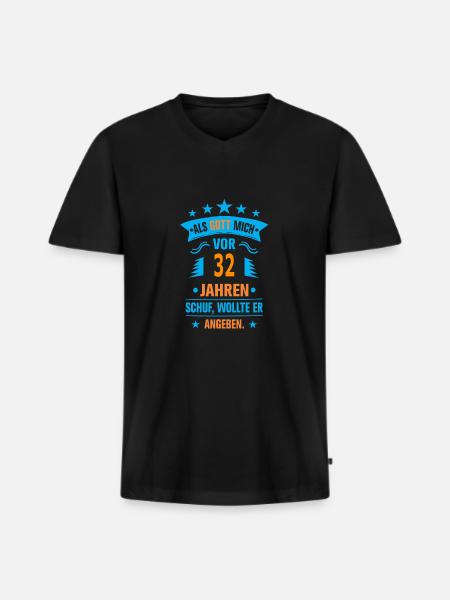 32 - Männer Premium Bio T-Shirt mit V-Ausschnitt - Schwarz