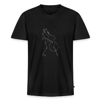 Kontrabass - Männer Premium Bio T-Shirt mit V-Ausschnitt - Schwarz - Vorne - Nico (187cm)
