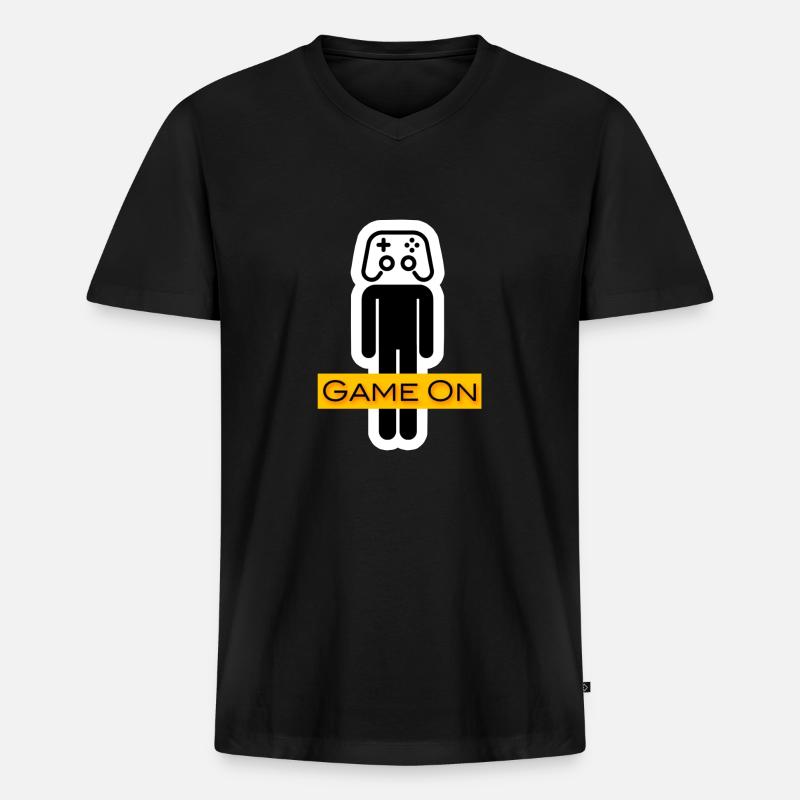 Game On Warrior - Männer Premium Bio T-Shirt mit V-Ausschnitt - Schwarz