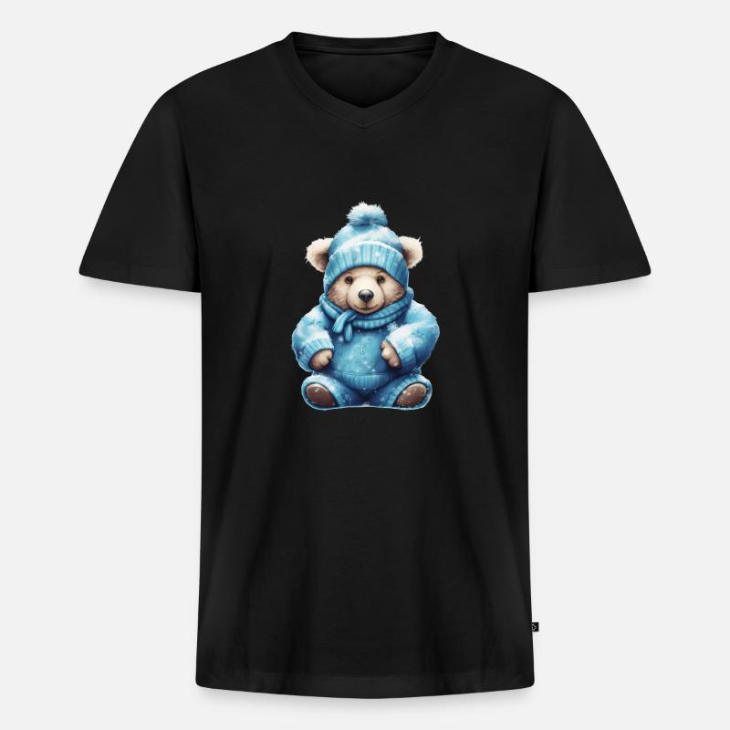 blue teddy 2 - Männer Premium Bio T-Shirt mit V-Ausschnitt - Schwarz