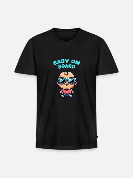 baby comic sonnenbrille - Männer Premium Bio T-Shirt mit V-Ausschnitt - Schwarz