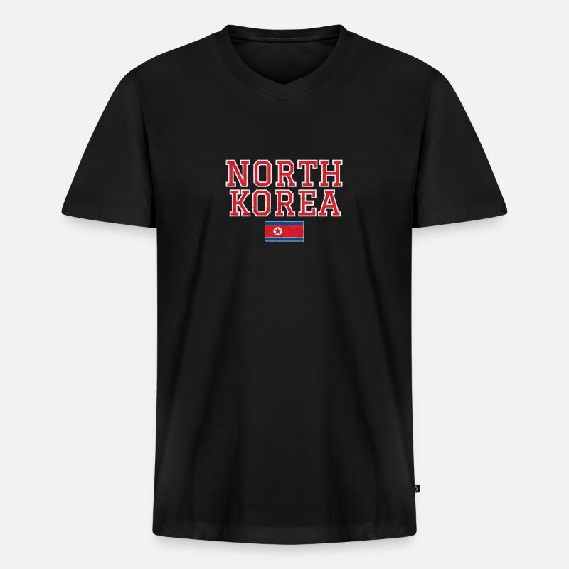 Nordkorea - Männer Premium Bio T-Shirt mit V-Ausschnitt - Schwarz
