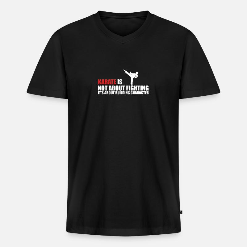Karate - Männer Premium Bio T-Shirt mit V-Ausschnitt - Schwarz
