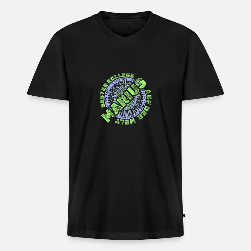 Marius - Männer Premium Bio T-Shirt mit V-Ausschnitt - Schwarz