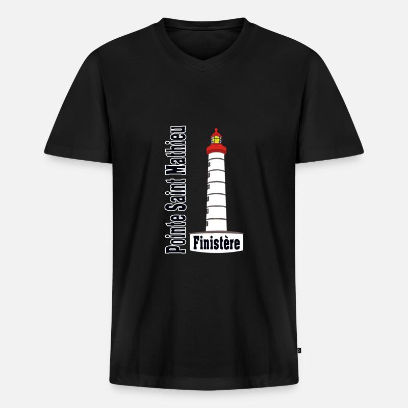 St Matthieu Leuchtturm - Männer Premium Bio T-Shirt mit V-Ausschnitt - Schwarz