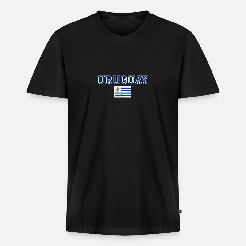 Uruguay - Männer Premium Bio T-Shirt mit V-Ausschnitt - Schwarz